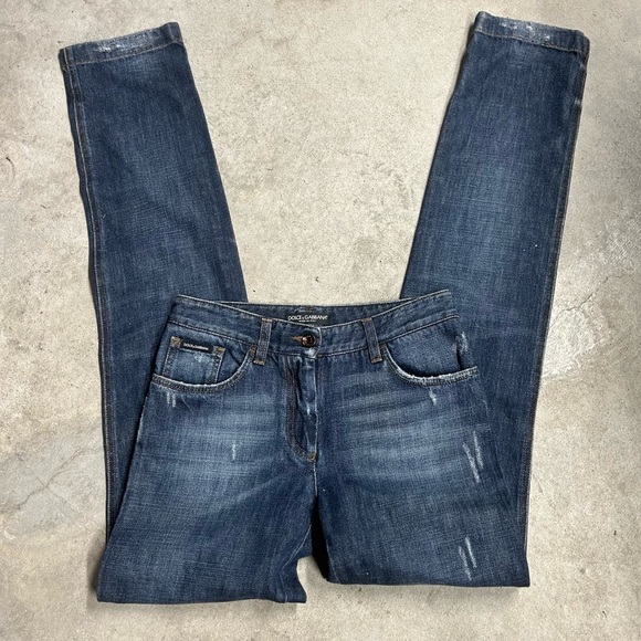 Dolce & Gabbana Skinny/Straight Distressed Denim Low Rise Jeans Women’s Size 38 - Picture 1 of 9